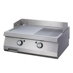 Electric grill - smooth-ribbed chrome plate, two independent zones, 800x700 mm. Series 700