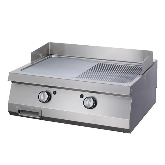 Electric grill - smooth-ribbed chrome plate, two independent zones, 800x700 mm. Series 700