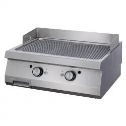 Electric grill - ribbed plate with satin finish, two independent zones, 800x900 mm. Series 900