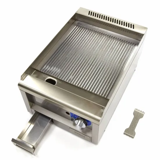 Professional ribbed grill, gas, 40x60 cm, piezo ignition.