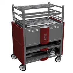 Grill Robata on two levels, closed base - red
