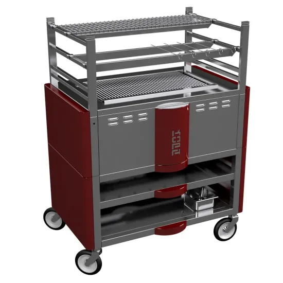 Grill Robata on two levels, closed base - red
