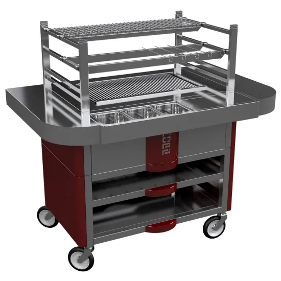 Grill Robata on two levels, closed base - red