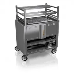 Grill Robata on two levels, closed base - gray
