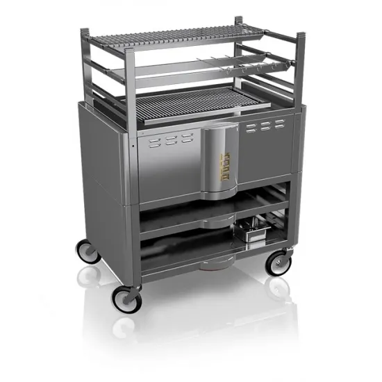 Grill Robata on two levels, closed base - gray
