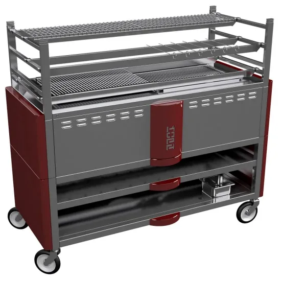 Robata grill on two levels with a closed base – red MasterChef 500