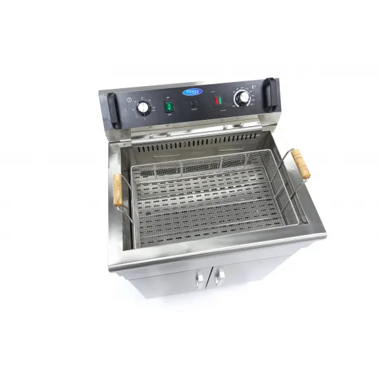 Electric Three-Phase Fryer 30 Liters - with Taps and Cabinet